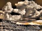 USA-Utah Infrared of Fisher Towers with large clouds Art Print
